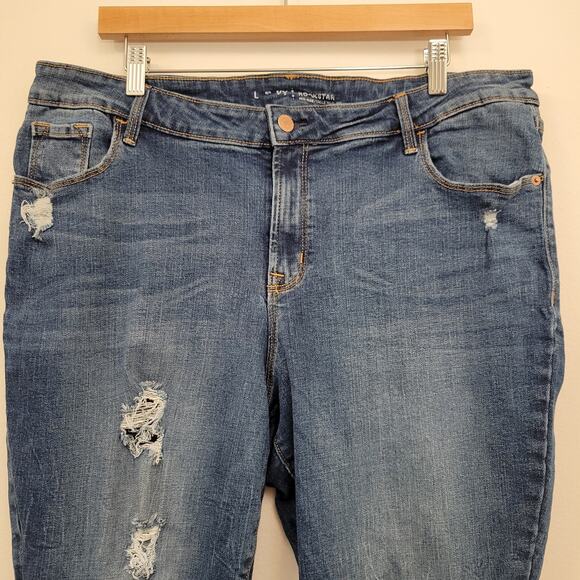 Old Navy Jeans Women's 18 Blue Rockstar Skinny Mid Rise Distressed Torn Stretchy - Picture 8 of 11